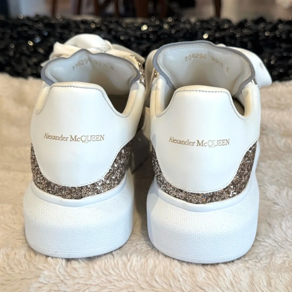 Alexander McQueen Oversized Lace-Up Sneakers - Pink / White, Size 9.5